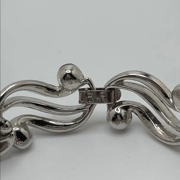 Trifari Silver Bracelet with Blue Accents - Picture 4 of 7